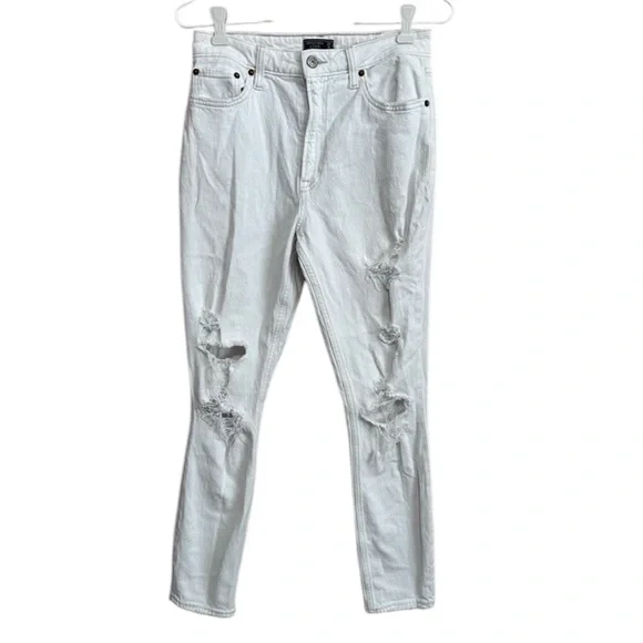 Abercrombie & Fitch Simone high rise slim white jeans 4 - Picture 2 of 7
